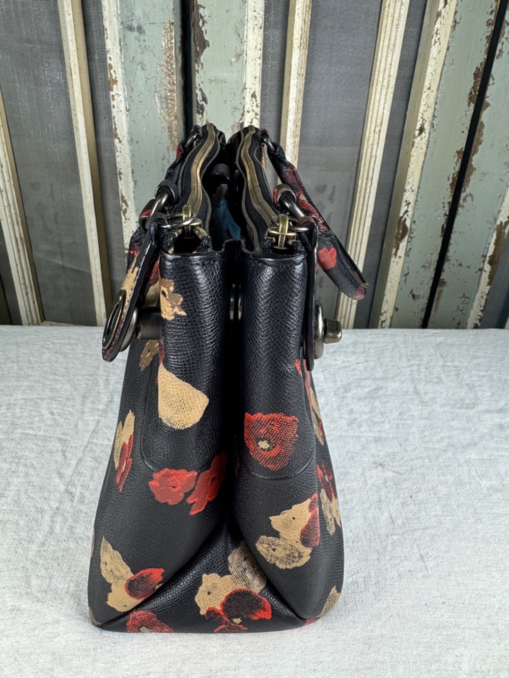 Coach Turnlock Borough Bag in Floral Print Leather. - Picture 12 of 16